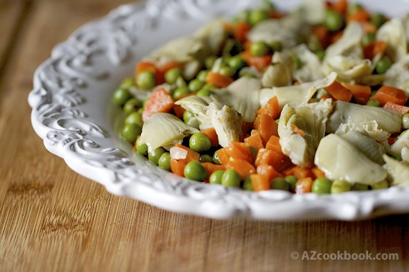 Artichoke Salad with Carrots and Green Peas