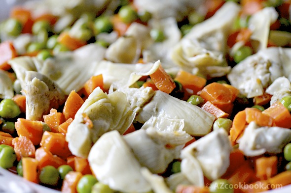 Artichoke Salad with Carrots and Green Peas
