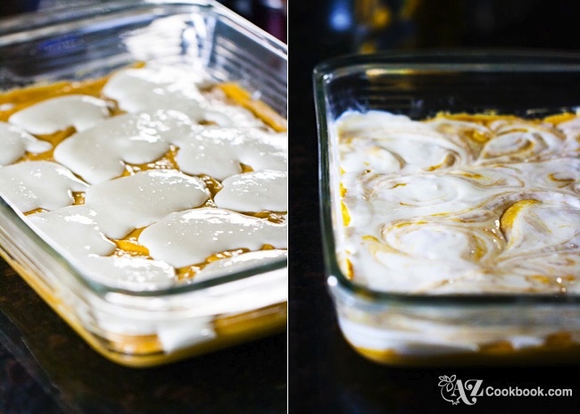 Swirled Pumpkin-Cream Cheese Cake Bars