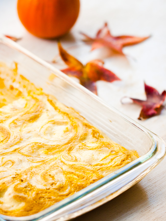 Swirled Pumpkin-Cream Cheese Cake Bars